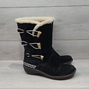 Ugg Australia Women's 5183 Kona Mid CaBlack Suede Boots Sheepskin Lining Shoes 8